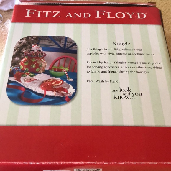Fitz & Floyd Kringle Serving Plate Ceramic new in damaged box 9" diameter - Picture 4 of 5
